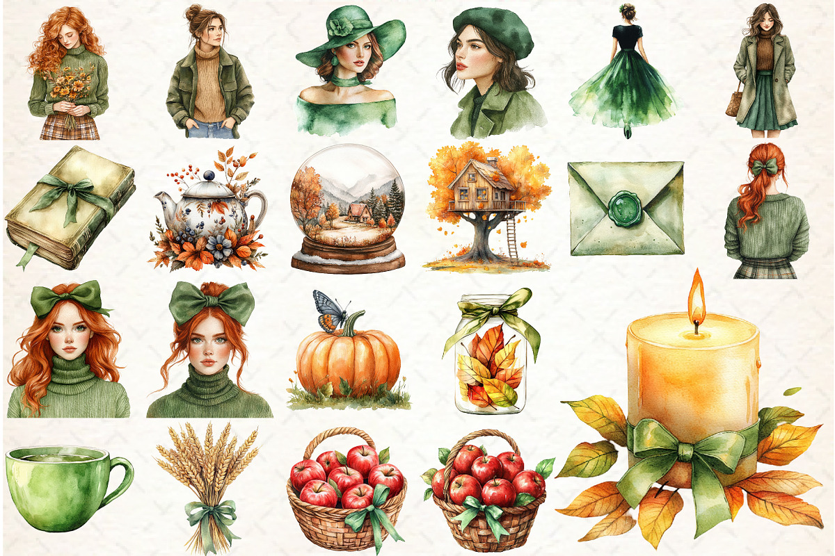 Watercolor Welcome Fall Clipart, an Illustration by Libby Wishes (Photo 2 of 6)