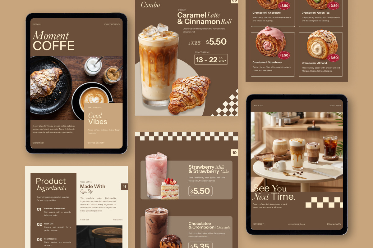 Digital Cafe Menu Cookbook Brochure, a Brochure Template by trabaskriya (Photo 5 of 6)
