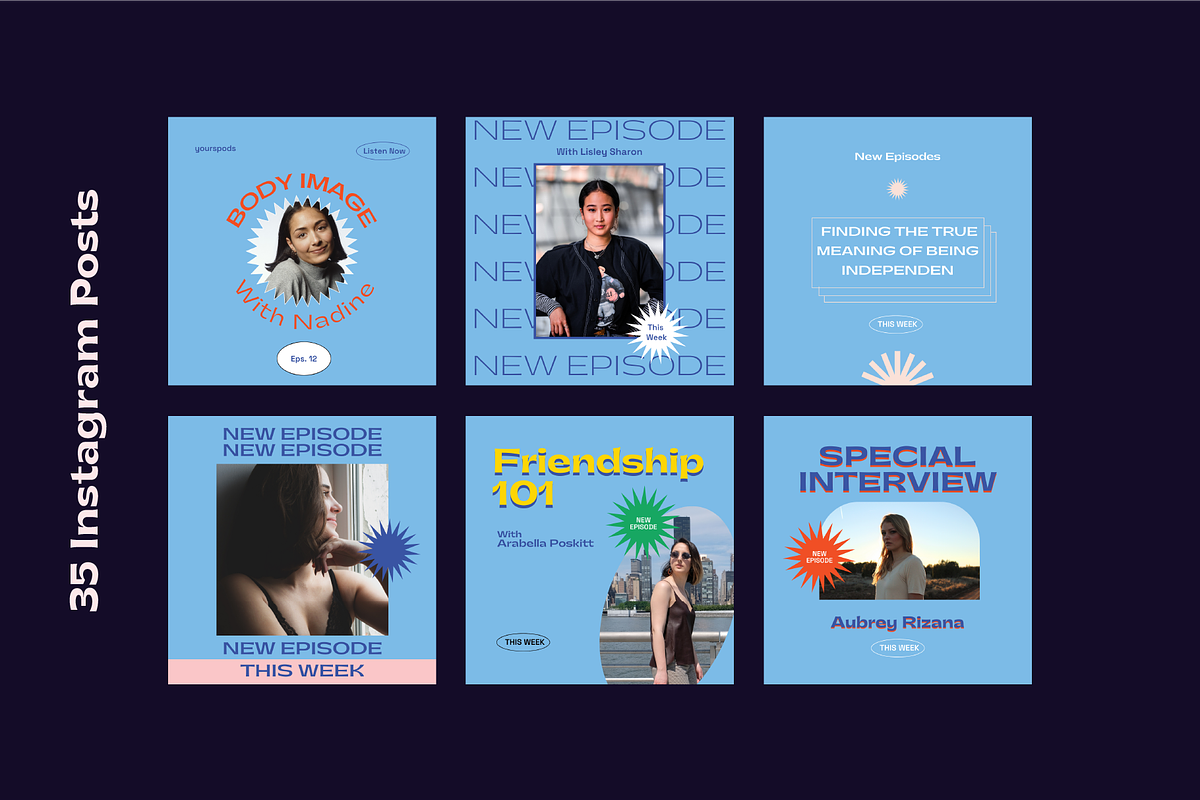 Retro Podcast Instagram Templates, a Social Media Template by Nurrehmet Studio (Photo 5 of 12)
