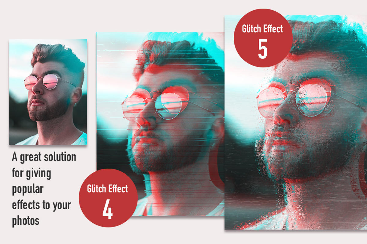 Glitch Effect Set for Photoshop., a Layer Style Add-On by ClipArtRoom (Photo 5 of 7)