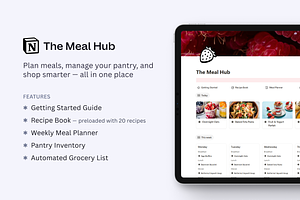 The Meal Hub - Notion Meal Planner, a Templates & Theme by mimu creates
