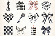 Watercolor Black and White Clipart, an Illustration by DreamCafeArt (Thumbnail 3 of 4)