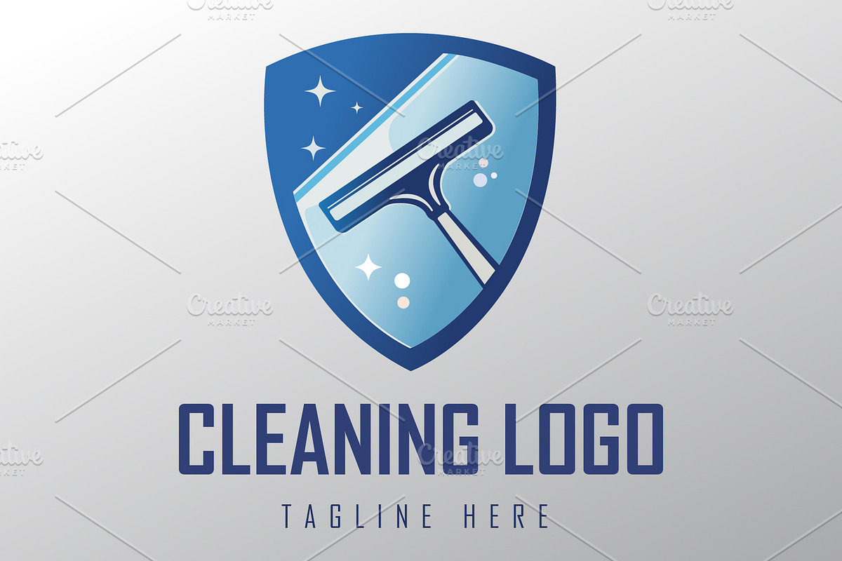 Cleaning Service Shield Squeegee, a Branding & Logo Template by Walldecorated