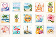 Summer Postage Stamp Clipart, an Illustration by DreamCafeArt (Thumbnail 3 of 5)