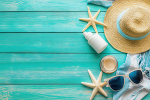 Beach essentials are beautifully, a Photo by Pavel_design