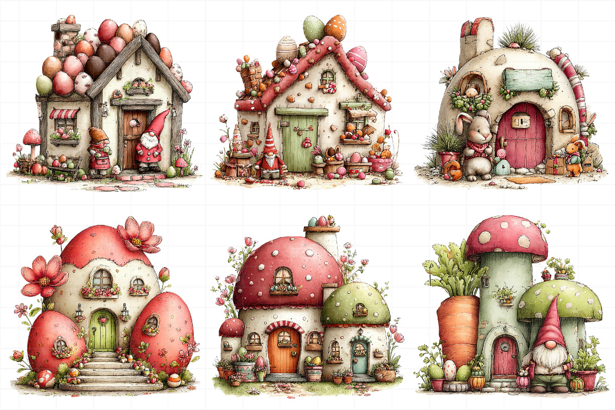 Easter Gnome Gingerbread House Clipa, an Illustration by Daily.Designs (Photo 3 of 8)