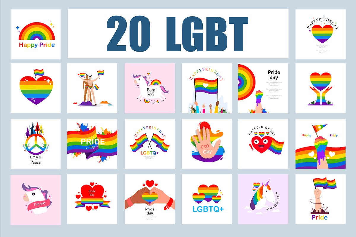 LGBT pride month vector set, an Object Illustration by foxndeer (Photo 1 of 4)