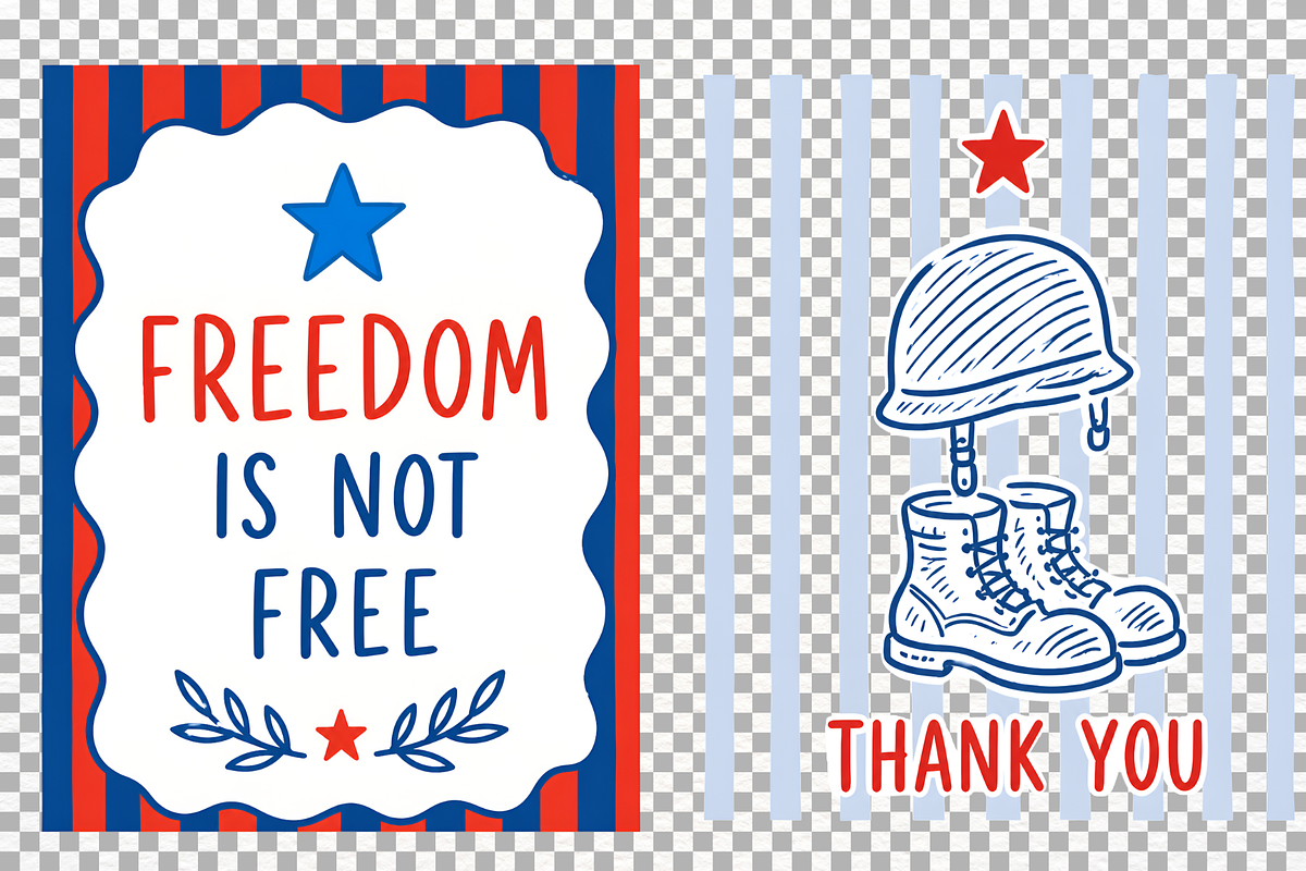 Memorial Day Clipart Patriotic PNG, a Seasonal Illustration by SugarCloudStudioArt (Photo 4 of 4)