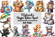 Watercolor Playful Kittens Clipart, an Illustration by Daily.Designs (Thumbnail 1 of 5)