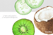 Watercolor clipart Vegan Mix summer, a Food Illustration by Vivitta (Thumbnail 3 of 6)