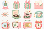 Retro Christmas Clipart Holiday PNG, a Seasonal Illustration by SugarCloudStudioArt (Thumbnail 4 of 7)