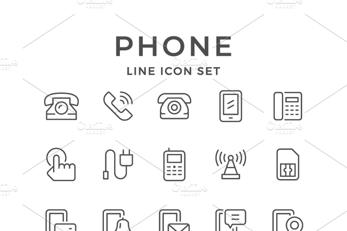 Set line icons of phone, an Outline Icon by motorama
