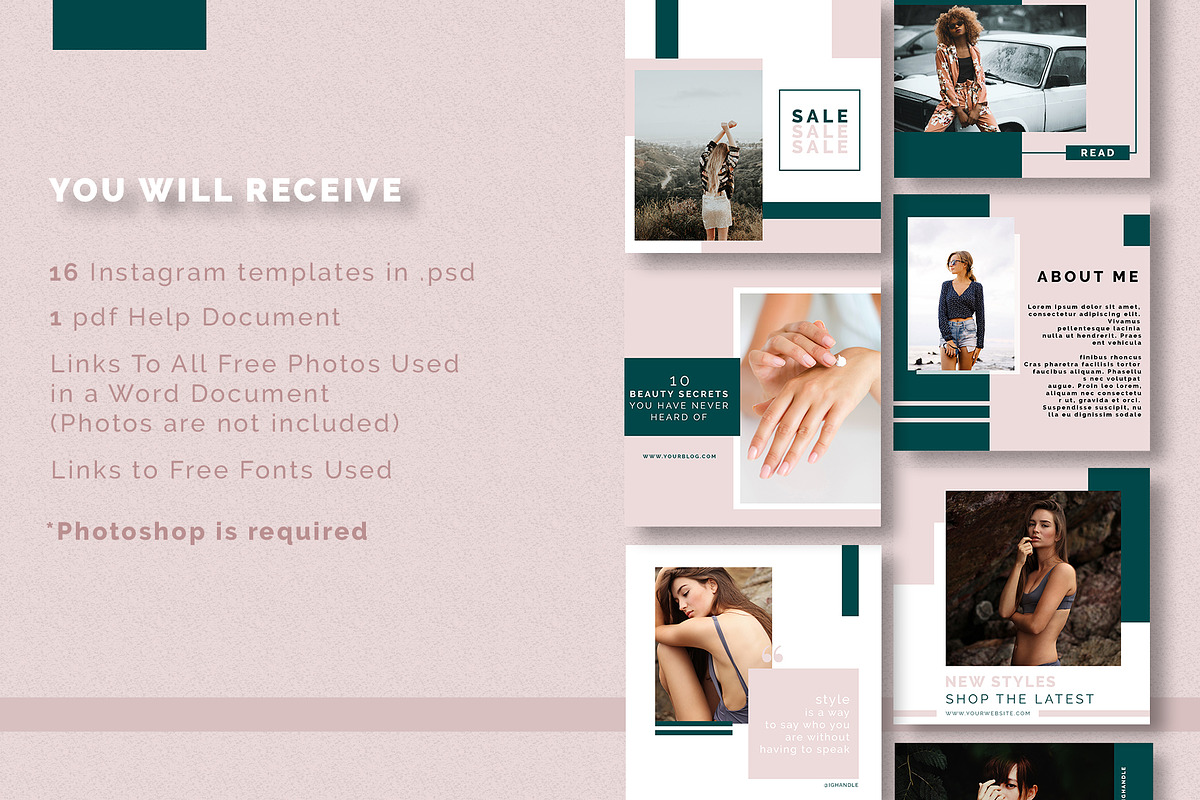 Stylish Instagram Template Bundle, a Social Media Template by Pretty Bloom Designs (Photo 7 of 7)