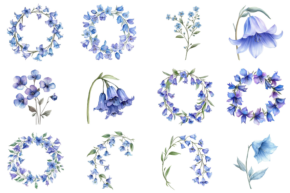 Spring Bluebell Flowers Bouquet, an Illustration by CitraGraphics (Photo 3 of 5)