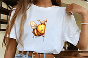 Bees Peeking Around Corner Sublimati, an Illustration by CrexoraLab (Thumbnail 2 of 5)