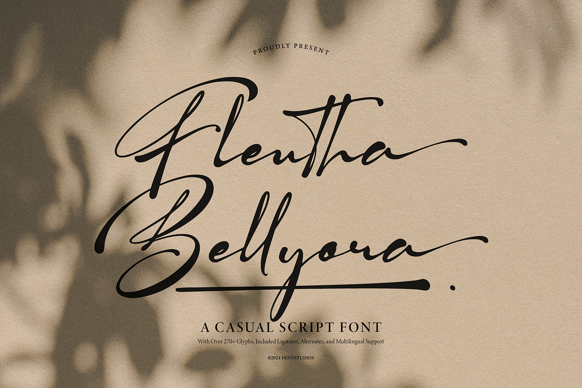 Flentha Bellyora Casual Script Font, a Script Font by Denustudios (Photo 1 of 13)