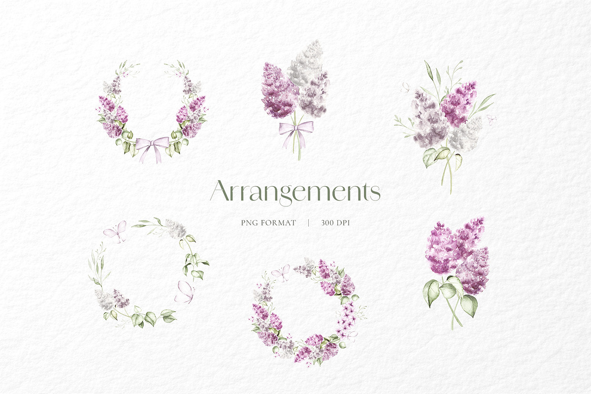 Lilac Garden Watercolor Collection, a Decorative Illustration by Liliia Polos Illustration (Photo 3 of 10)