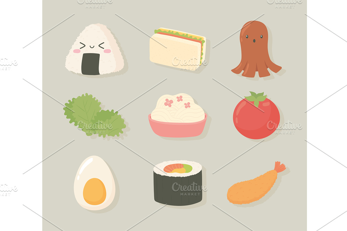 japanese food icons, a Food Illustration by studiogstock