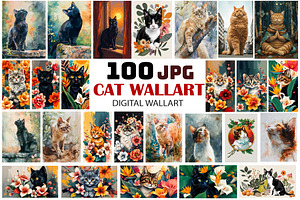 Cat Wall Art Prints Set, Cat Posters