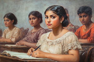 Female Latin students engaged in stu, a Photo by Iftikhar Alam