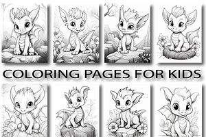 Baby Dragon Coloring Book For Kids