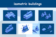isometric buildings vector set, an Object Illustration by foxndeer (Thumbnail 1 of 4)