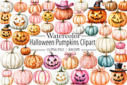 Halloween Pumpkins Clipart, an Illustration by Libby Wishes (Thumbnail 1 of 5)
