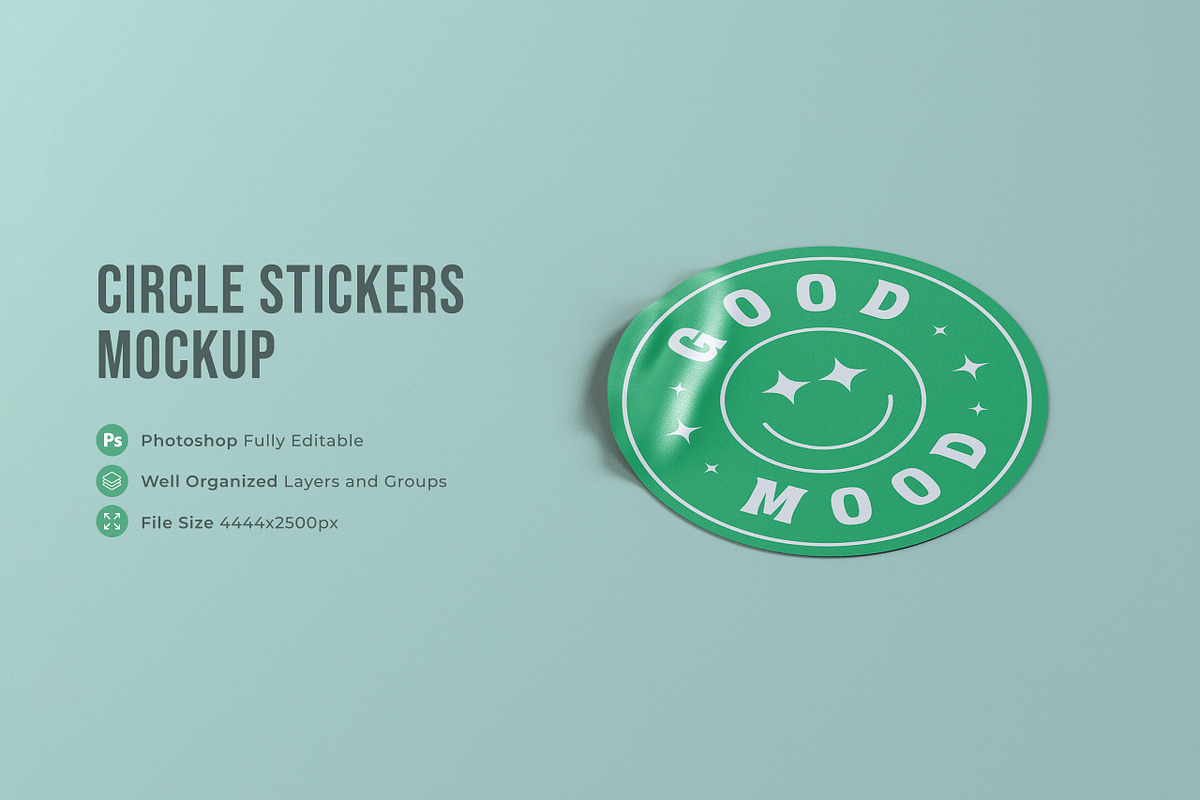 Circle Stickers Mockup, an Advertising Mockup by Graphicboom (Photo 1 of 6)