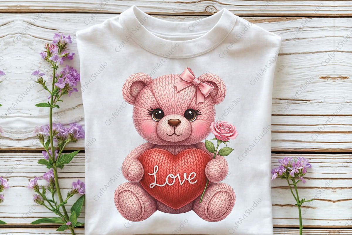 Crochet Yarn Valentine Teddy Bear, an Illustration by CraftArtStudio (Photo 3 of 4)