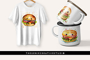Cartoon Hamburger PNG Clipart Set, a Food Illustration by Geniecreativestudio (Thumbnail 7 of 9)