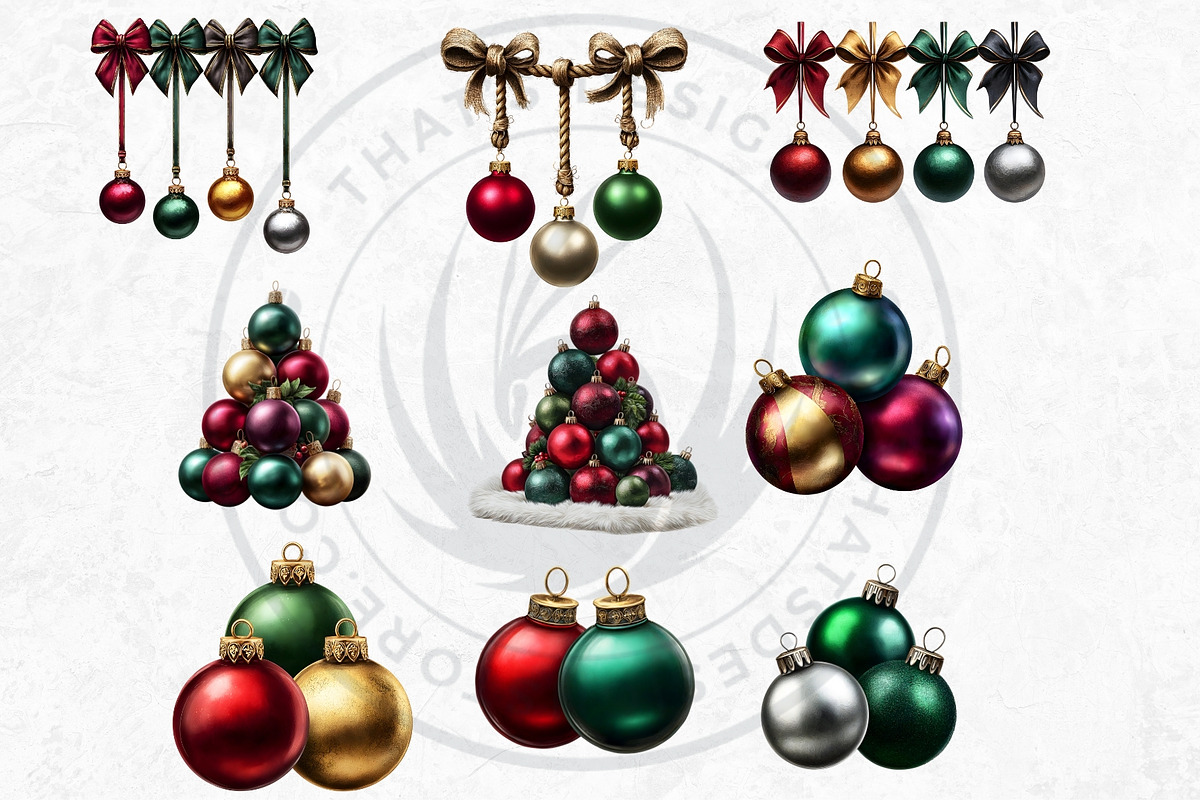 Christmas Baubbles Cliparts, a Seasonal Illustration by ThatsDesignArt (Photo 8 of 16)