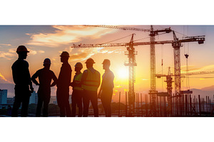 Construction team working at site, an Industrial Photo by piter.goskov