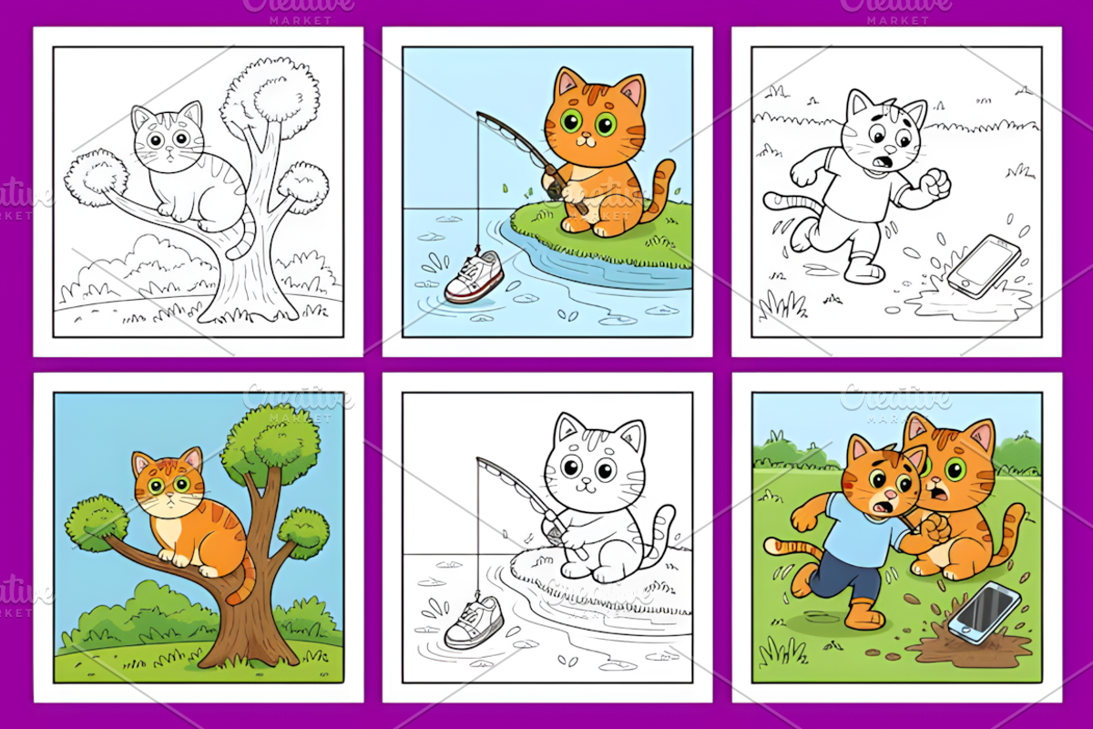 Misfortune Kitty Coloring Pages, a Decorative Illustration by Coco Bloom (Photo 2 of 4)