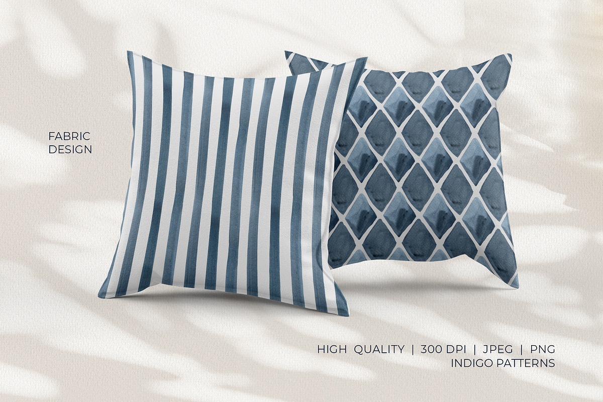 Indigo Watercolor Seamless Patterns, a Texture Illustration by YarovaArt (Photo 8 of 18)