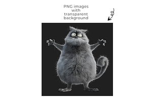 Quirky Cat Clipart, Vol 1, 52 PNG