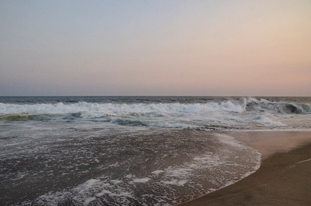 Ocean waves at sundown in Mexico