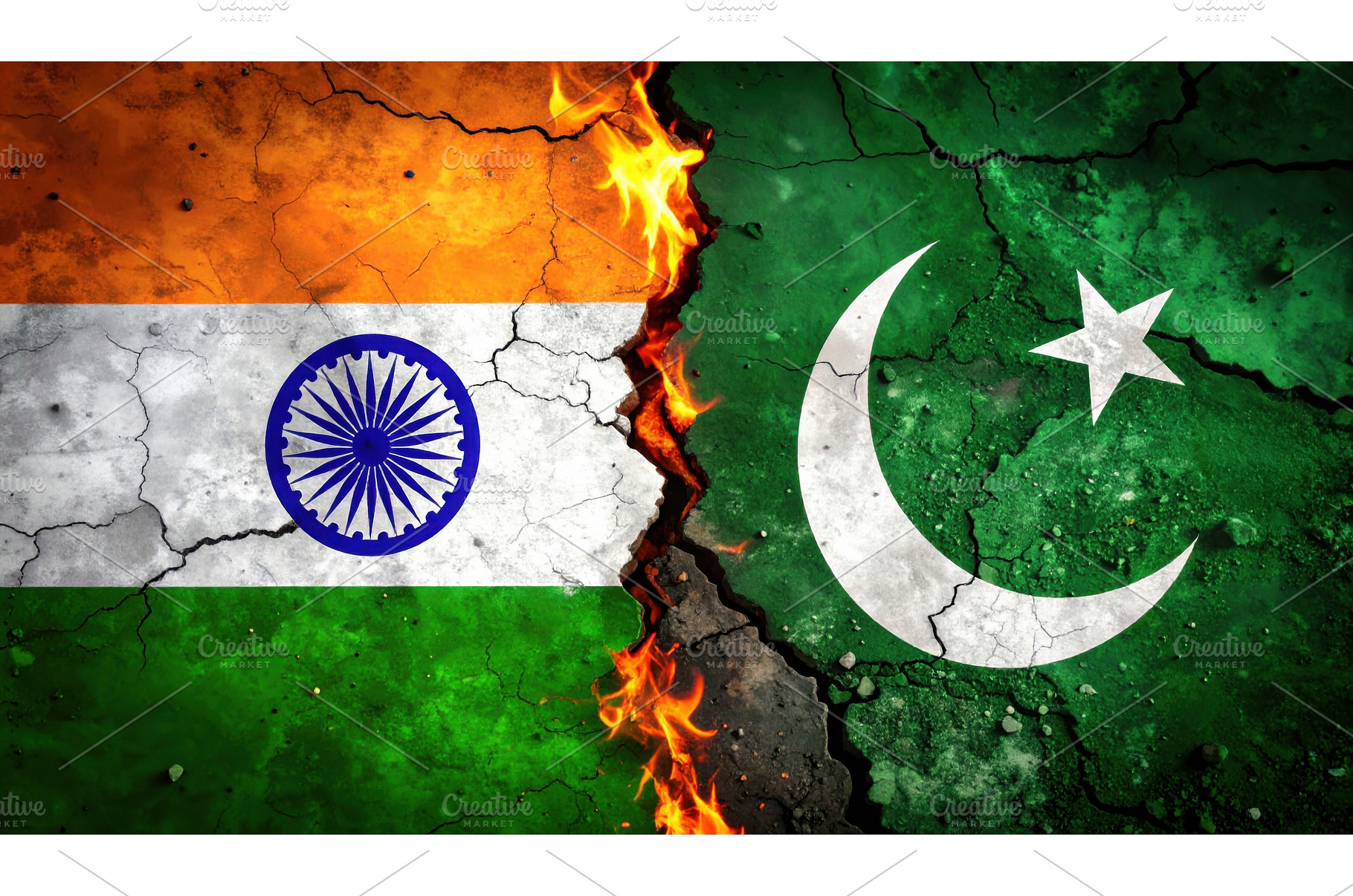Cracked and burning India-Pakistan, a Background Photo by Igor Tichonow