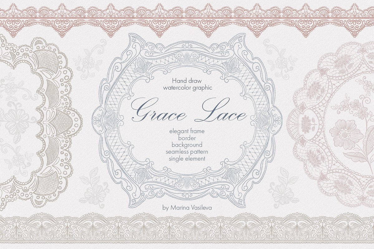 Grace Lace. Hand draw watercolor, an Object Graphic by ma_i_vi (Photo 1 of 12)