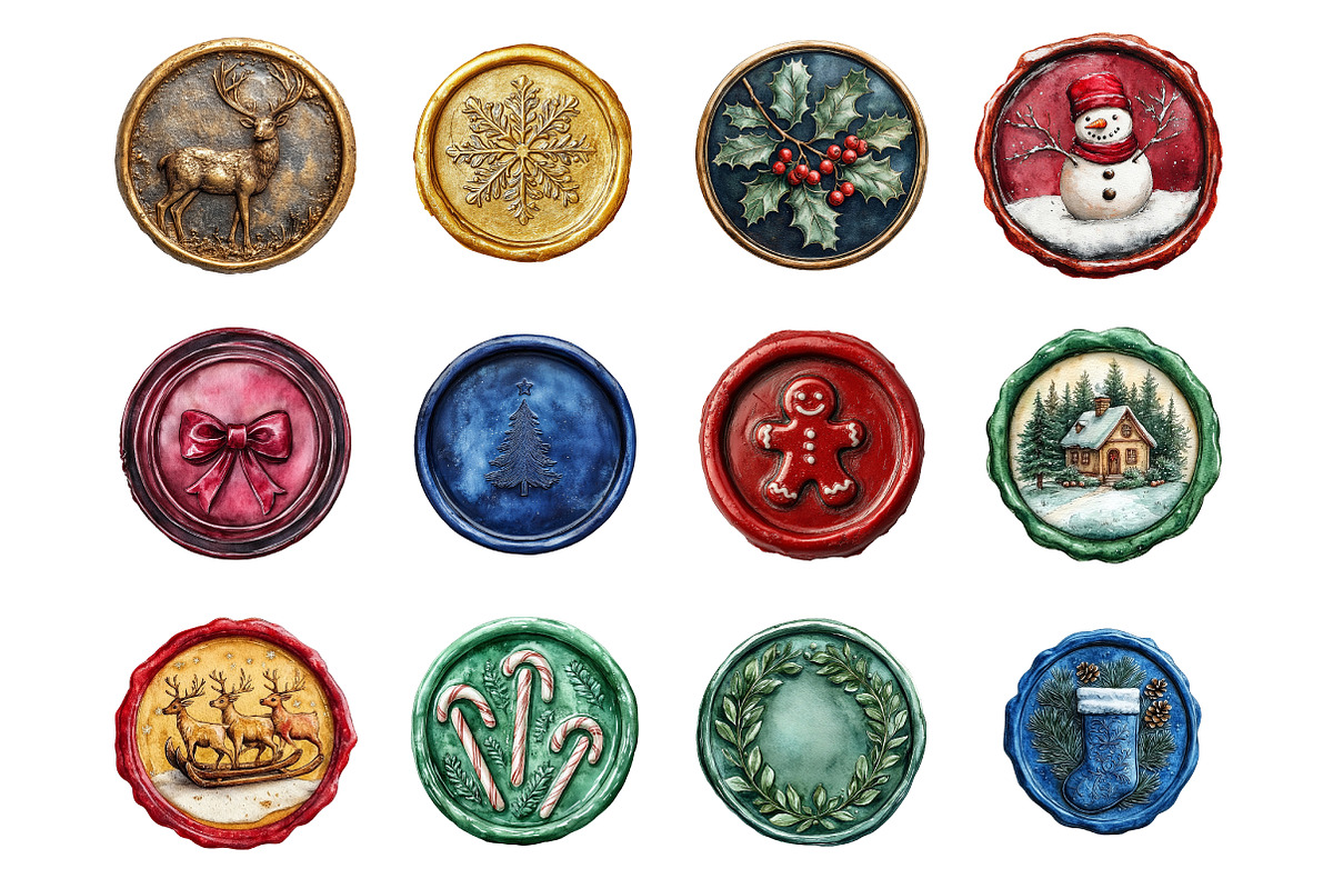 Christmas Wax Seal Clipart PNG, an Illustration by SinaCreation (Photo 2 of 7)