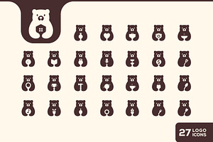 bear cute flat mascot minimal icon, a Solid Icon by devastd