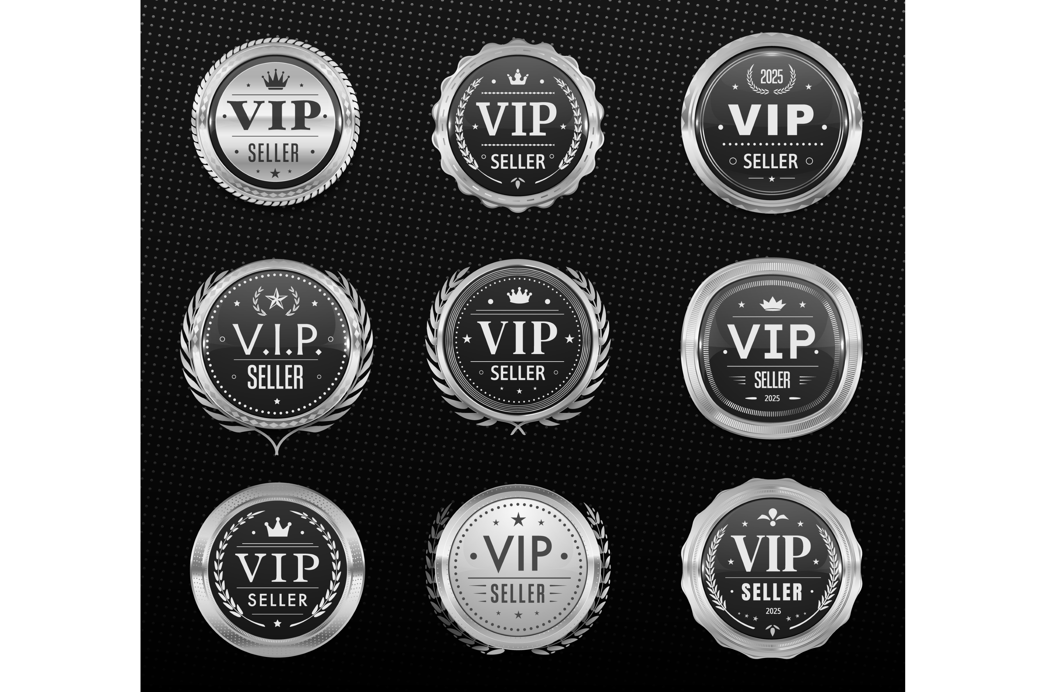 VIP seller silver badges and labels, an Object Illustration by Vector ...