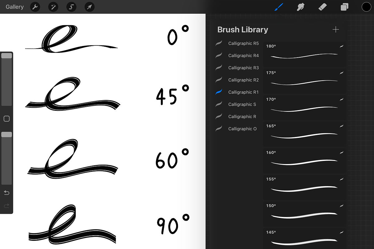 Procreate Calligraphic Brushes [i], a Brush Add-On by 103cia (Photo 2 of 4)