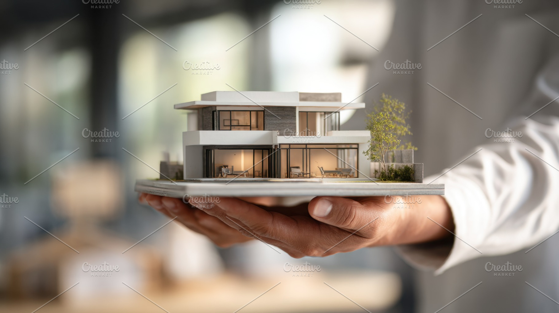 Holding a model house in a studio, a Photo by Beautiful things