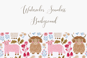 Highland Cow Seamless Pattern PNG, a Pattern Graphic by Pati Charm Studio (Thumbnail 3 of 6)