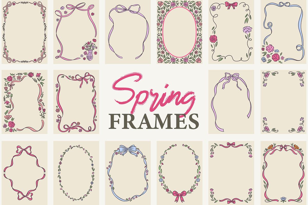Floral & Bow Spring Frames, an Object Graphic by AnnArt (Photo 1 of 11)