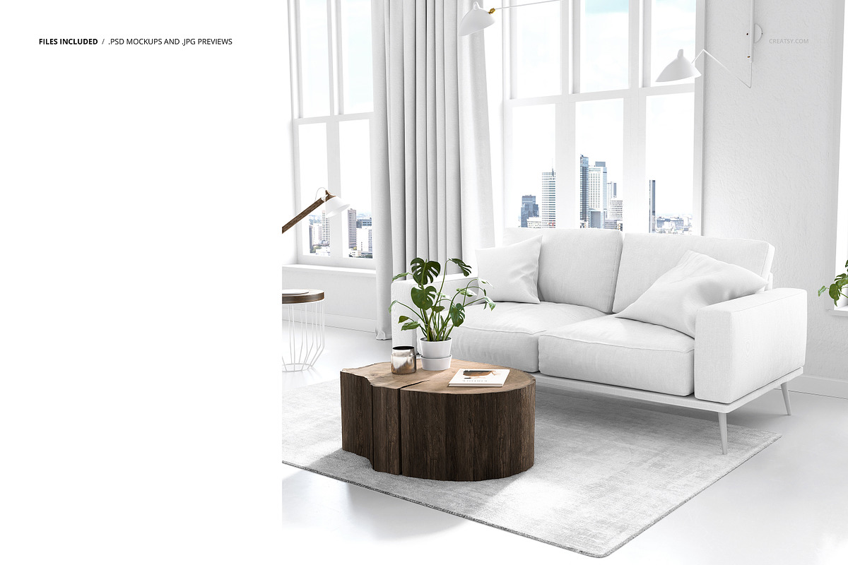 Loft Living Room Mockup Set, a Household Mockup by creatsy2 (Photo 4 of 8)