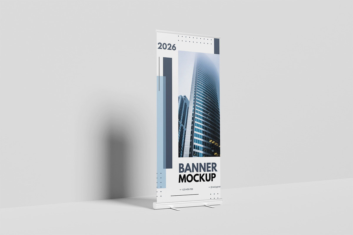 Roll Up Banner Mockup, a Business Card Template by kebunmockup (Photo 2 of 5)