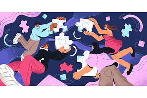 People working. Teamwork concept, an Illustration by PaperTrident