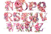 Pink Peonies Alphabet Letters, a Decorative Illustration by GlamArtZhanna (Thumbnail 3 of 5)