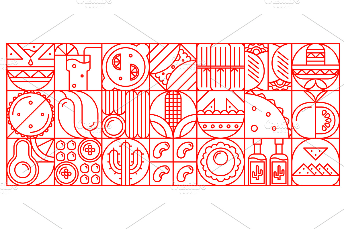 Mexican cuisine geometric pattern, a Food Illustration by Buch&Bee